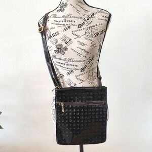 Arcadia Black Patent Leather Crossbody Bag. Made In Italy. Like New